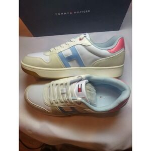 Tommy Hilfiger women's Low Top Sneakers White Blue Pink Mesh Gum Sole 11M